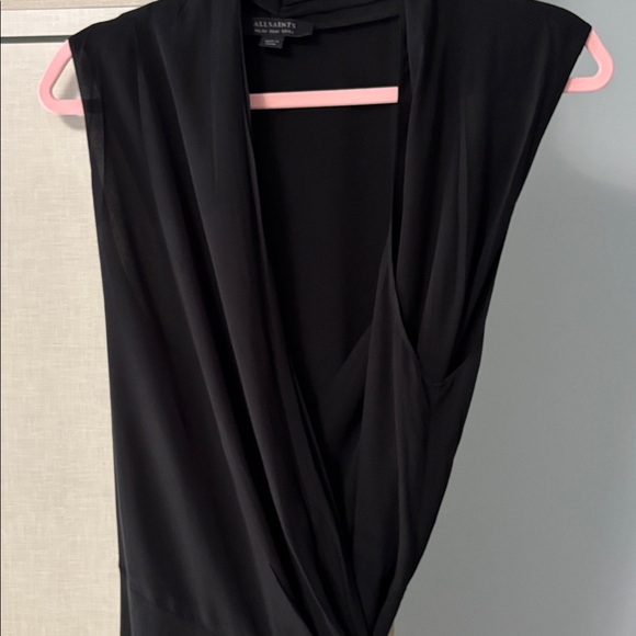 All Saints size 10 Elegant Black Sleeveless wrap Dress - Picture 2 of 6